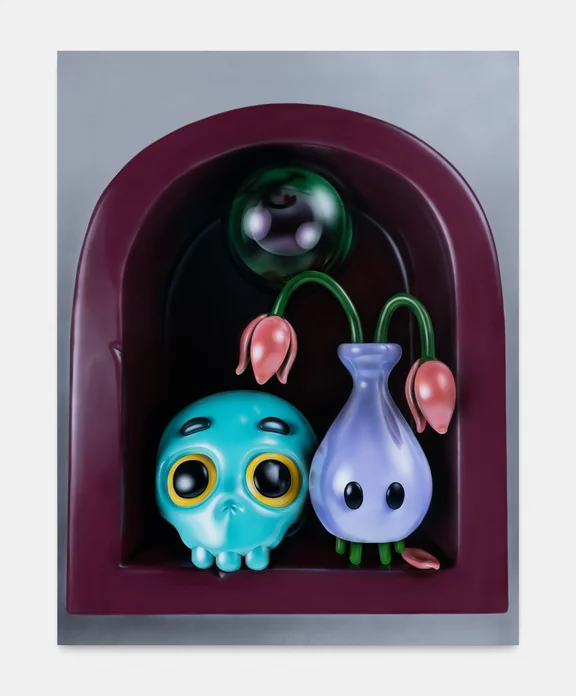 César Piette — Skull, faded flowers and soap bubble