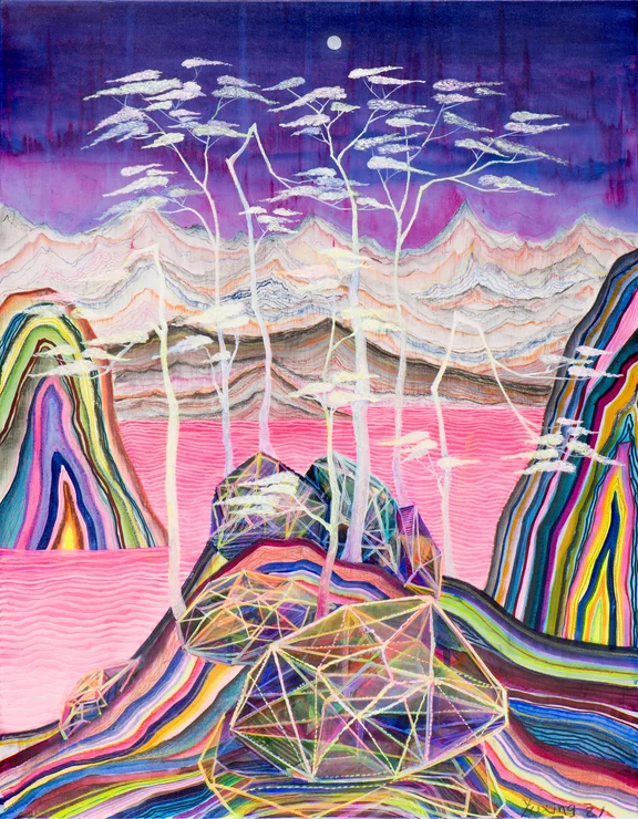 Huang Yuxing — Pine by the pink sea 粉海边的松树,