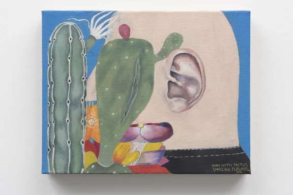 Michael Hilsman — Man with Cactus Smelling Flowers