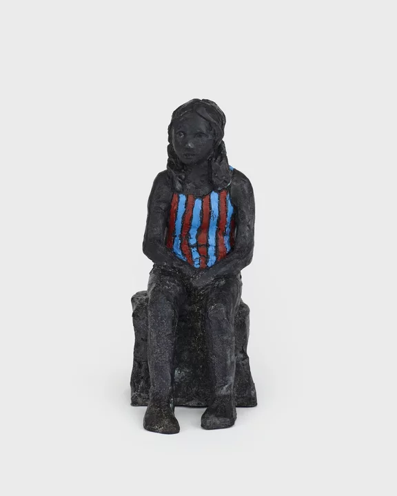 Claire Tabouret — Small Bather (blue and red)