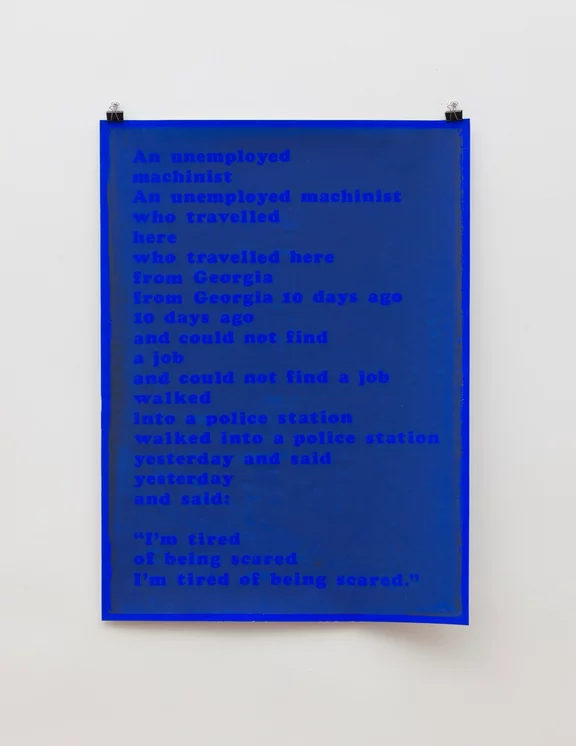 John Giorno — I’m Tired of Being Scared (blue Dayglo)