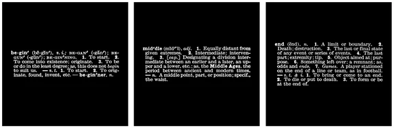 Joseph Kosuth — Titled (A.A.I.A.I.)’ [begin], [middle], [end], Websters N.D.