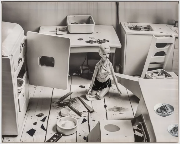 Laurie Simmons — Autofiction: Black & White/Kitchen (Woman Sitting on Floor)