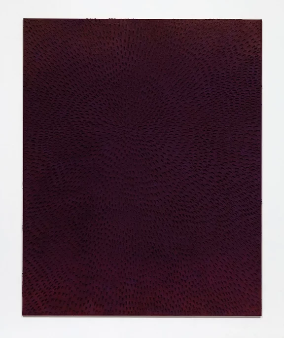 Jennifer Guidi — Glowing Through the Haze (Painted Burgundy Sand SF #1F, Purple Red Yellow and Pink),